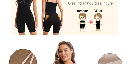 Seamless Women Bodysuit Butt Lifter Shapewear Waist Trainer Body Shaper Strappy-Back Chest Enhancing Corrective Underwear Corset