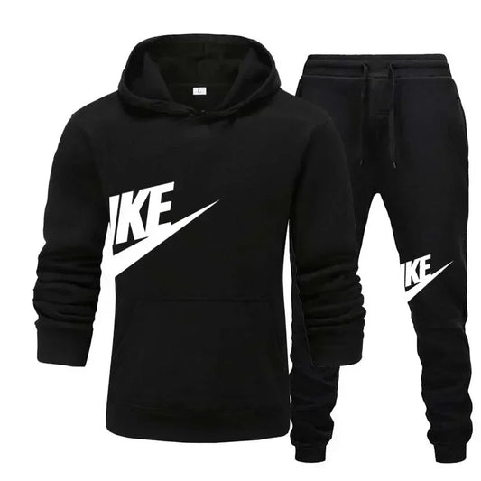 A new autumn and winter men's casual sportswear set of 2-piece hooded sweatshirt and long pants for outdoor fashionable jogging