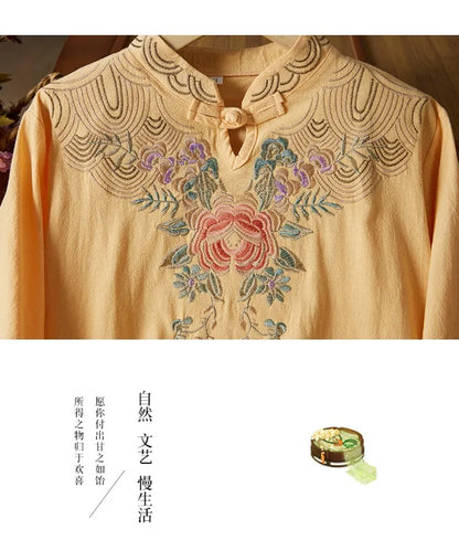 Embroidery Ethnic Style Fashion Clothes Vintage Cotton Linen Streetwear Harajuku Chinese Style Summer Dress for Women Clothing
