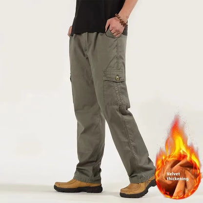 6XL Winter Men Fleece Pants Large size Mens Cargo Pants Trousers  Men Sports Sweatpants Thicken Style Trousers Jogger Pants Male