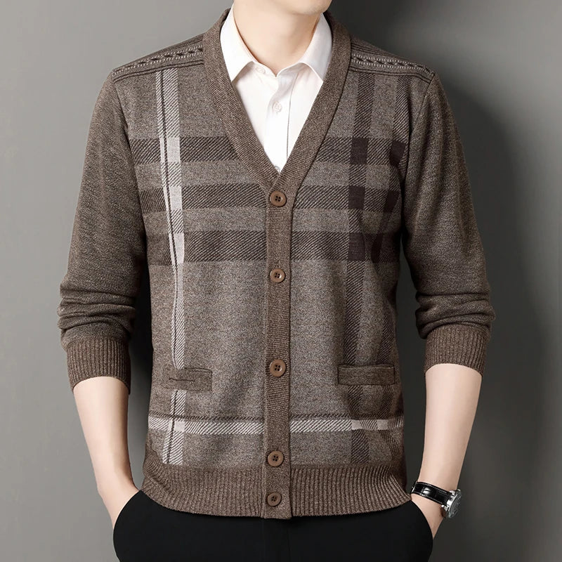 Vintage Men Knitted Sweaters Cadigan Men's Casual Fashion Button Up Cardigans Jackets Autumn Winter Jumper Coat