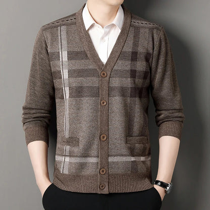 Vintage Men Knitted Sweaters Cadigan Men's Casual Fashion Button Up Cardigans Jackets Autumn Winter Jumper Coat