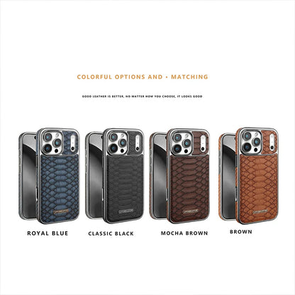 Luxurious And Stylish Snake Patterned Leather Phone Case, For IPhone 17 16 15 Pro Max 17Air Protective Case, With Flannel Lining