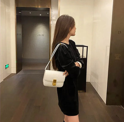 New Women Small Box Bag Single Shoulder Handbag Solid Fashion Brand Cow Split Leather Flap Tofu Bags Ladies Sling Messenger Bag