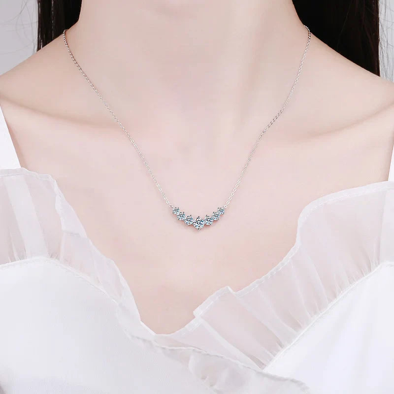Moissanite Necklace For Woman Wedding Fine Jewely With Certificates 925 Sterling Sliver Plated 18k White Gold Necklace