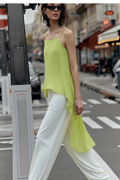 Women's Tank Top 2026 Summer New Strapless Double Layer Chiffon Cami Casual Flowy Asymmetrical Sleeveless Tops 12642154