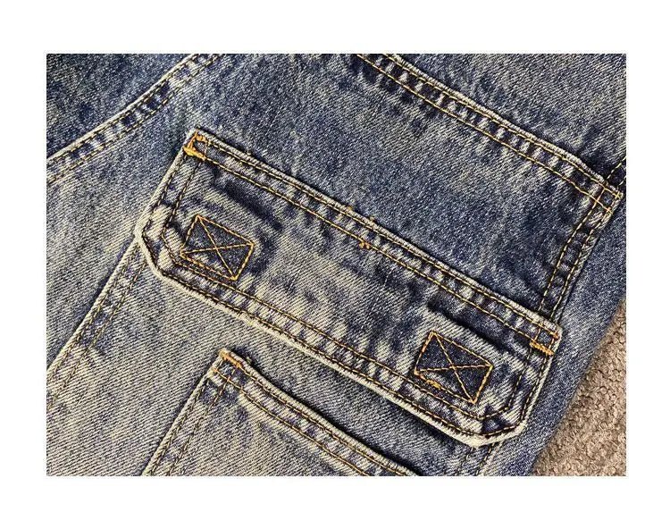 Autumn American Casual Ruffian Handsome Washed Retro Tooling Jeans Men's Straight Loose High Street Tapered Pants Tide