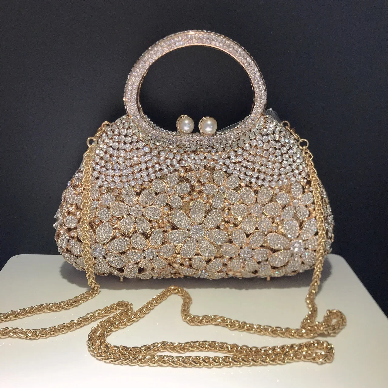 Daisy Flower Rhinestone Tote Bag Crystal Women Evening Bags Luxury Designer Party Banquet Clutch Purse Fashion Diamone Handbag