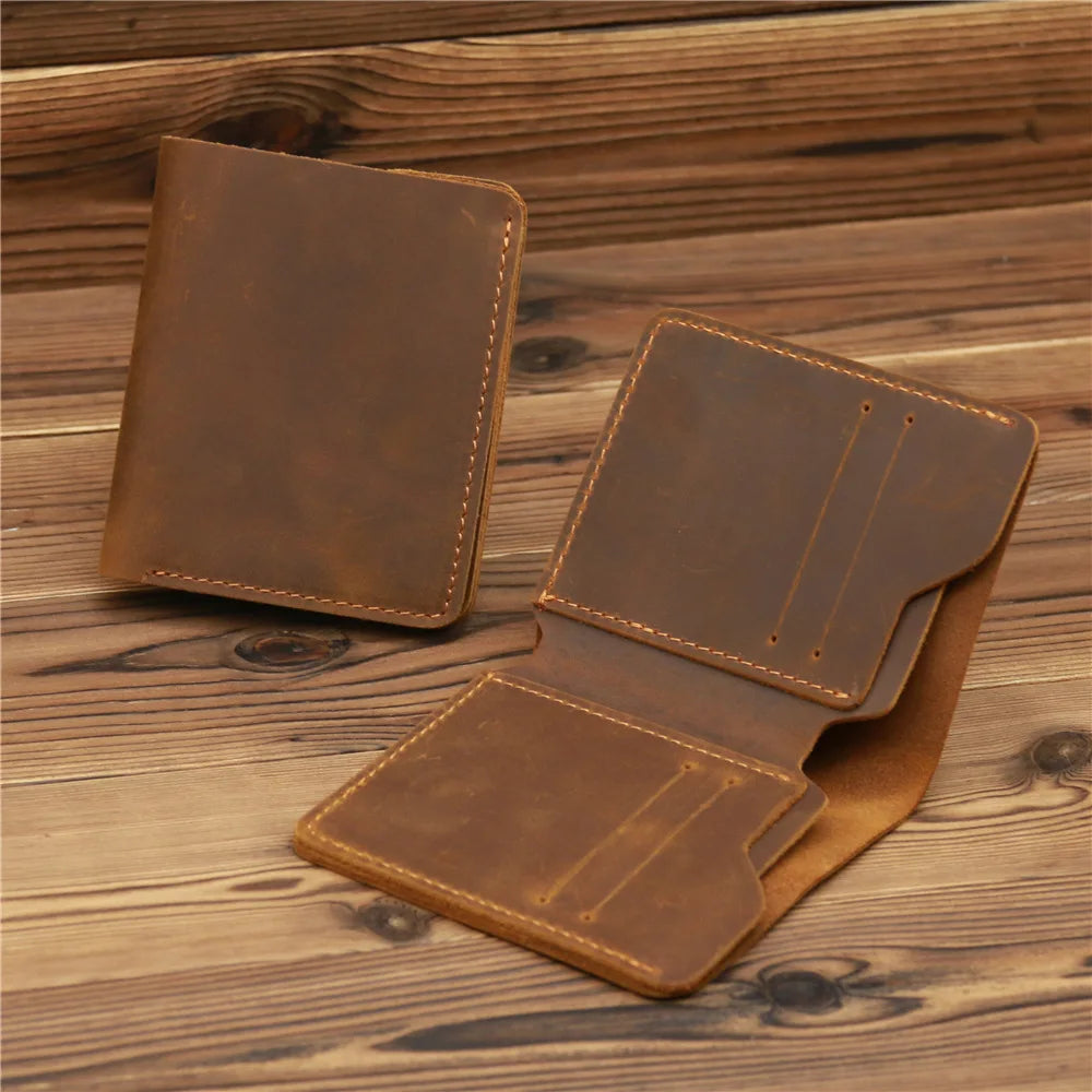 Top Genuine Leather Men's Wallet Retro Driving Licence Wallets for Men Durable Leather Portfel Male Cartera Hombre Purse for Men