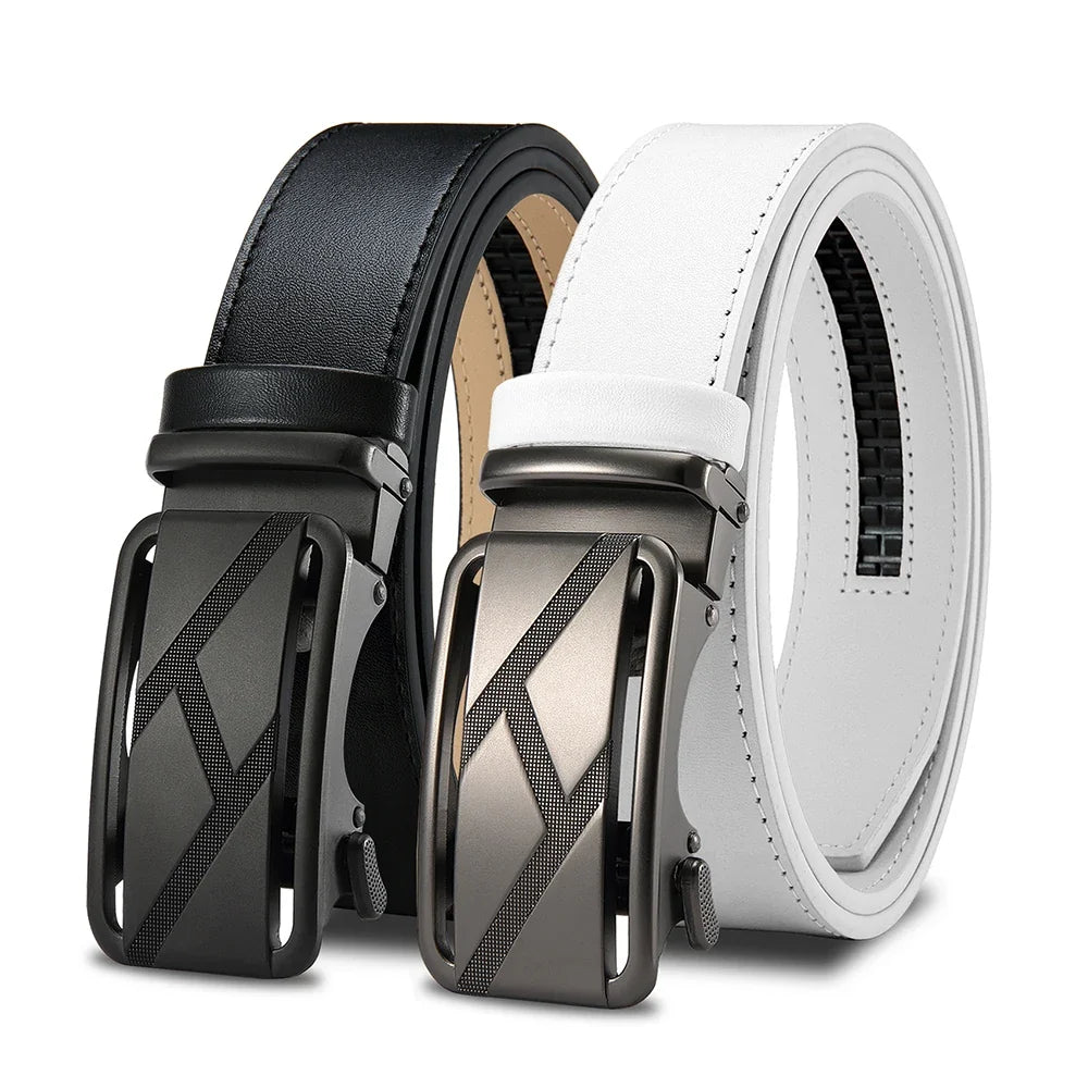 Brand Leather Belts for Men 105cm-135cm Automatic Belt with Ratchet Strap Top Quality Belts Luxury Belts for Men