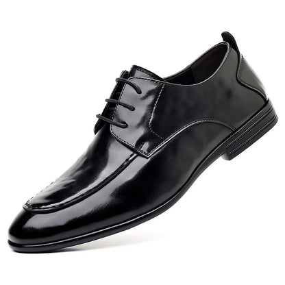 Spring Autumn New Pointed Toe Leather Shoes Men Fashion Business Casual Shoe Male Lace Designer Solid Color Wedding Shoes Man