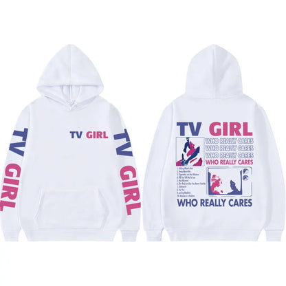 Pop Band TV Girl Who Really Cares Album Print  Hoodies Rock Hip Hop Hooded Sweatshirts Men Women Clothing Y2k Fashion Pullovers