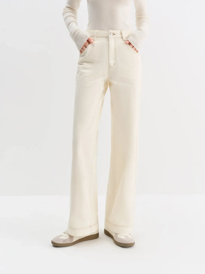 Straight High Waist Jeans for Women Winter Solid Simple All-match 2025 New Long and Short Versatile Pants Korean Style