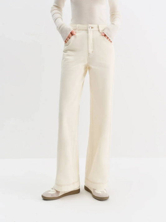 Straight High Waist Jeans for Women Winter Solid Simple All-match 2025 New Long and Short Versatile Pants Korean Style