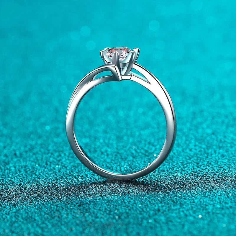0.5ct 5mm Moissanite Ring Lab Diamond Solitaire Ring for Women Engagement Promise Bands Wedding Band Fine Jewelry