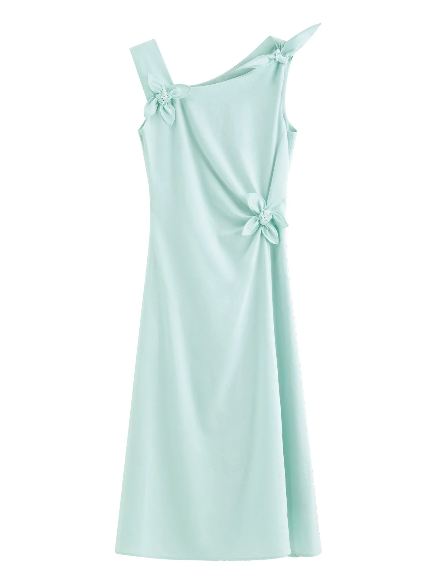 Summer Women's French Style Spaghetti Strap Slip Elegant Dress Waist-Cinching Maxi Coquette Effortless Style