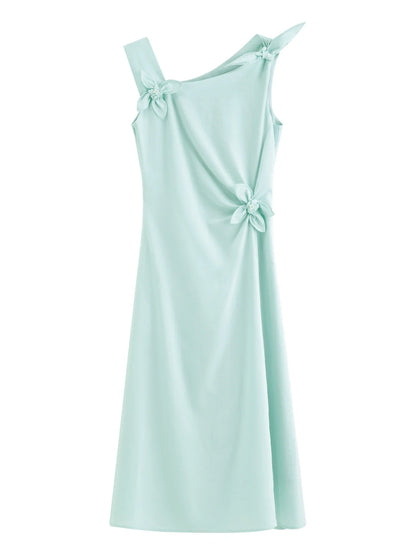 Summer Women's French Style Spaghetti Strap Slip Elegant Dress Waist-Cinching Maxi Coquette Effortless Style