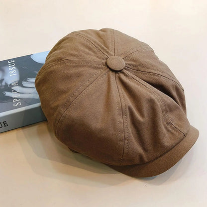 British Style Newsboy Men Cotton Ascot Dad Khaki Male Spring Autumn Vintage Brand Octagonal Flat