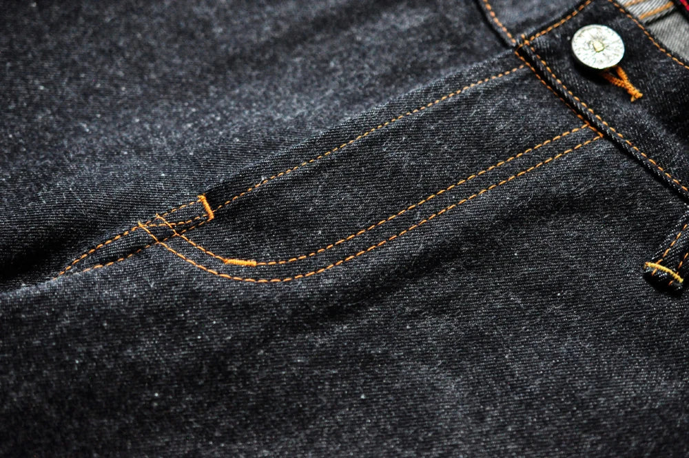 Mens Jeans Boxing Selvedge Denim Jeans Color Cotton Jeans for Men Silver Buttons Taper Fit  12.5 Oz
