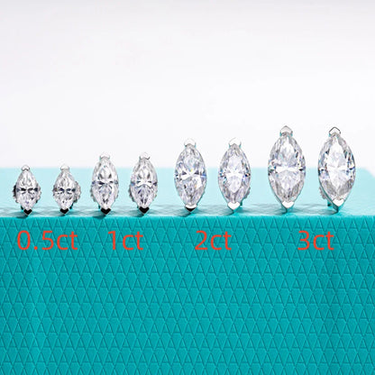 1cttw-6cttw Marquise Moissanite Earrings 925 Sterling Silver D Color VVS1 Moissanite Classic Stud Earring for Woman