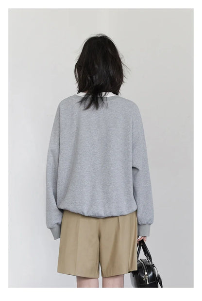 Korean Women Sweatshirts Loose Casual New Contrast Splicing Hoodie Female Top Woman T Shirt Pullover Spring Autumn 2025