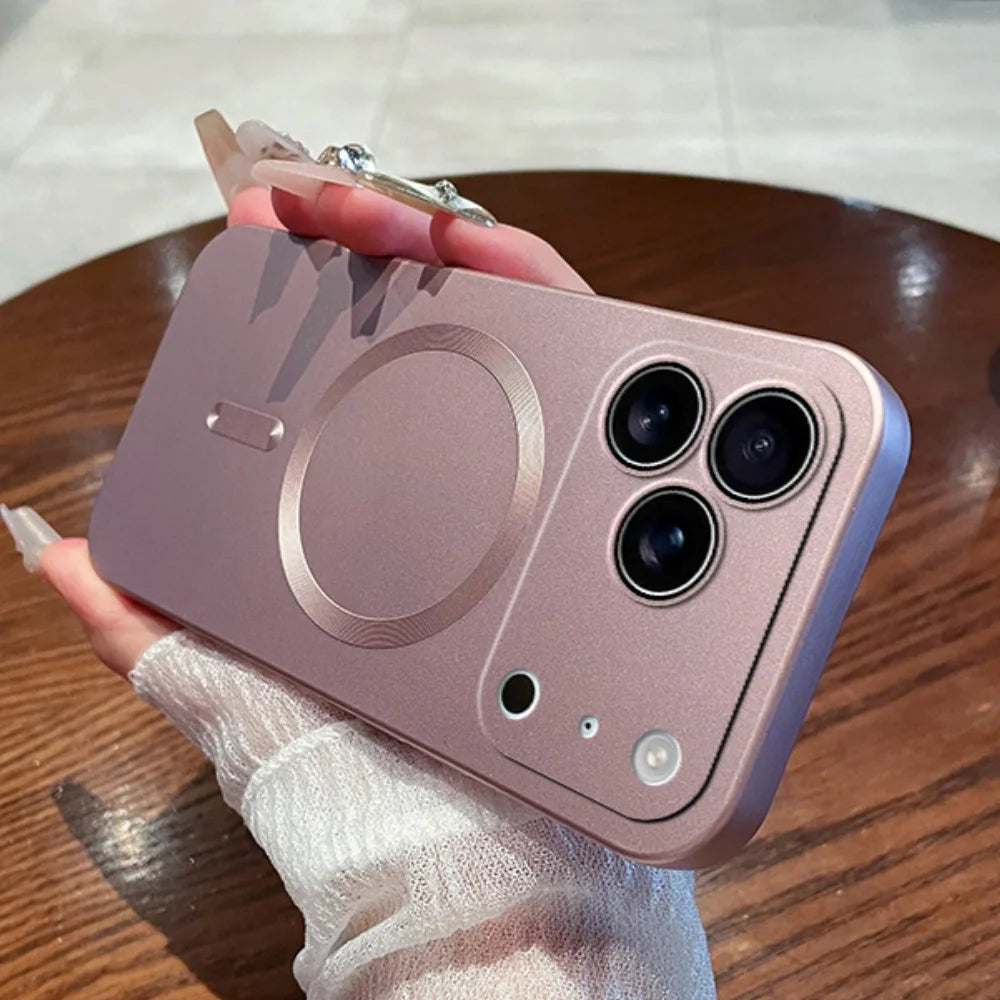 Luxury Matte Magnetic Phone Case For iPhone 17 13 16 Pro Max 15 14 Plus 16E 17 Air For Magsafe Charge Lens Protector Cover