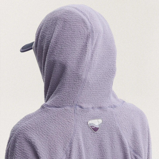 Unisex Lightweight Cloud Velvet Hooded Quick-Dry Shirt for Outdoor Sports: Classic Hood, Elastic Cuffs & Brand Logo Details
