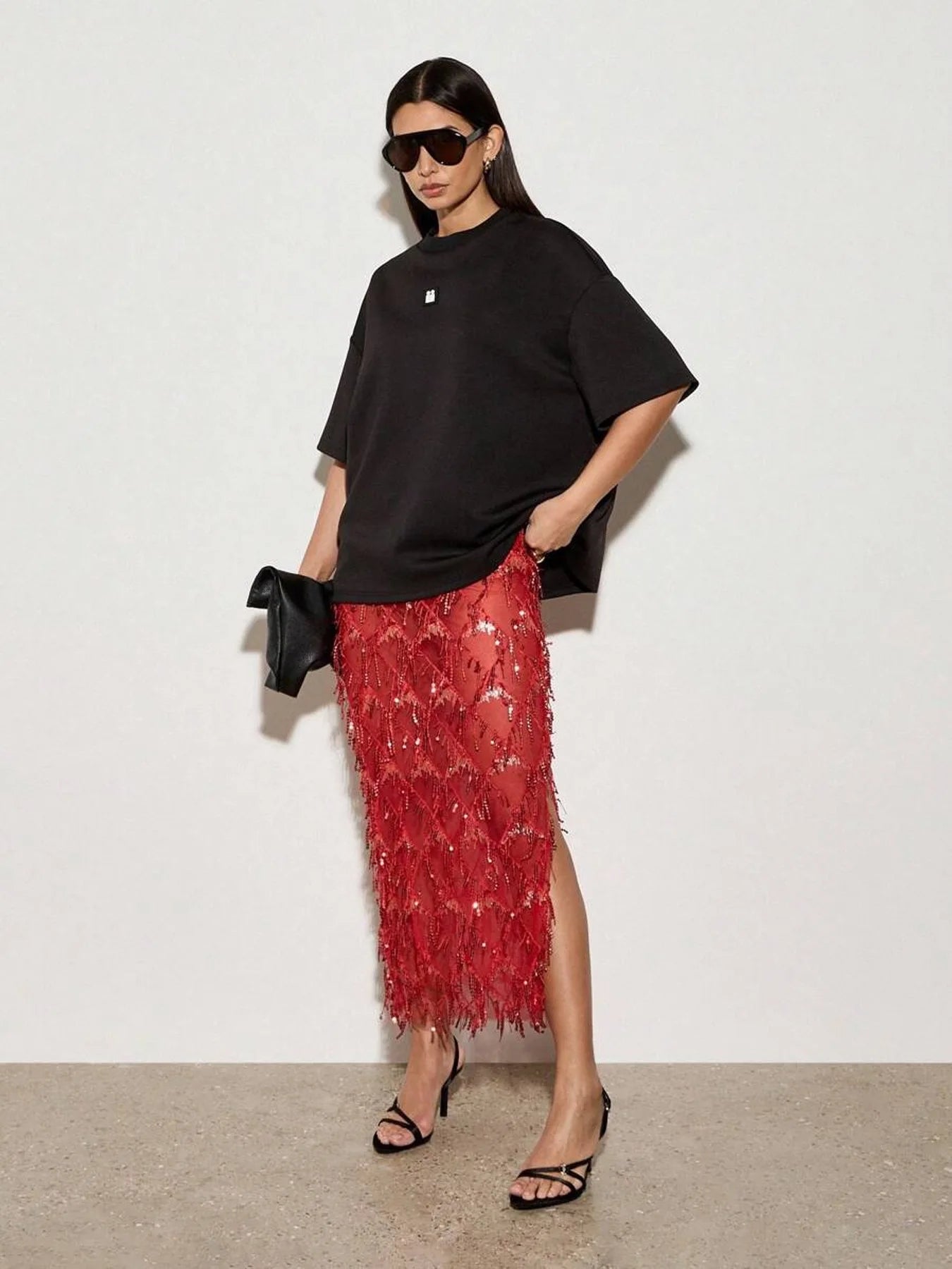 Elegant Club Party Perspective Half Skirt Tassel Sequin Spring Summer Skirt Fashion High Waisted Solid Color Women's Long Skirt