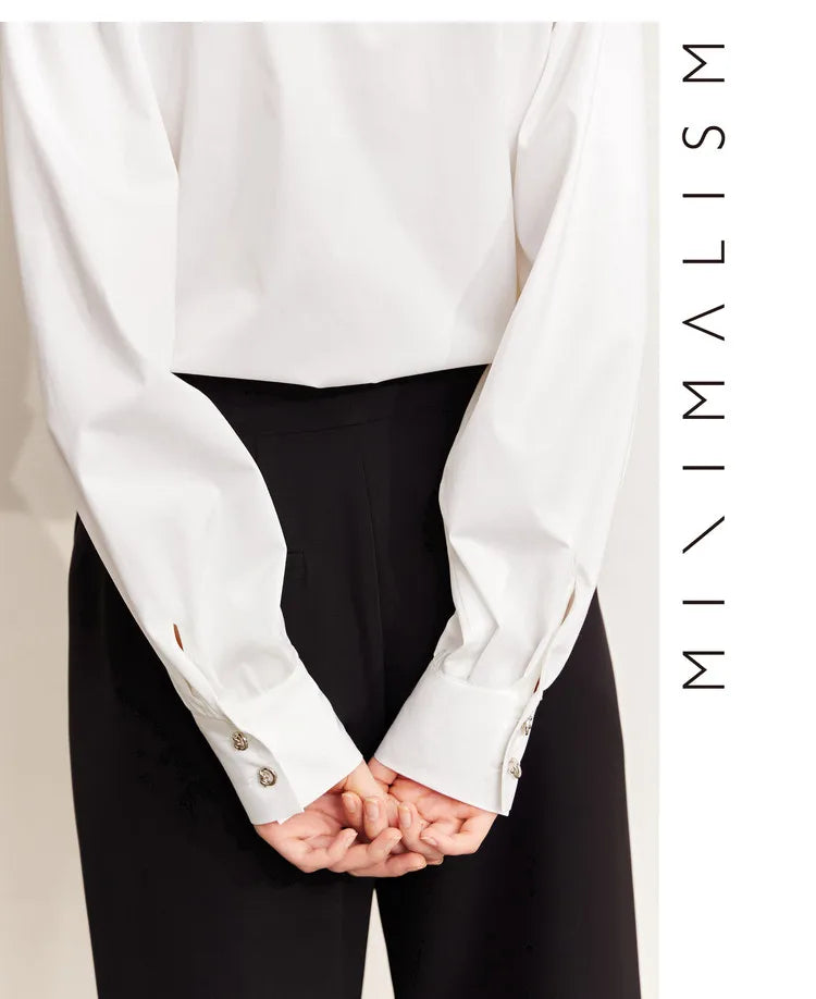 Minimalism Shirt Women 2025 French Puff Sleeve Business Shirts Female Blouse Urban Style Elegant Fashion Top 12241003