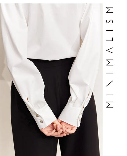 Minimalism Shirt Women 2025 French Puff Sleeve Business Shirts Female Blouse Urban Style Elegant Fashion Top 12241003