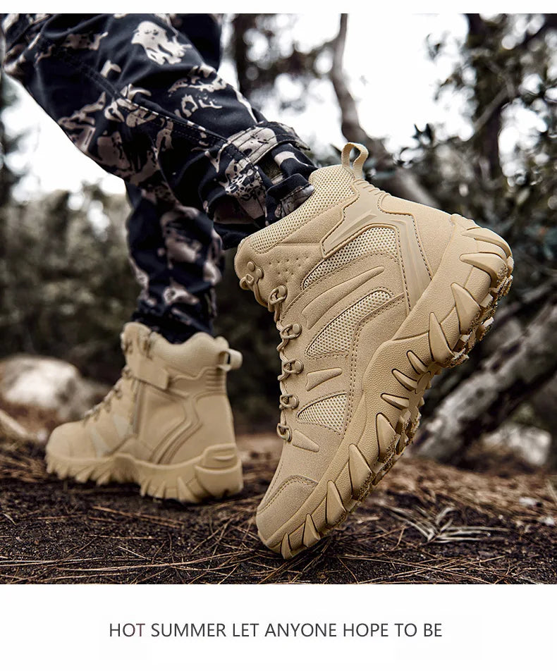Men Boots Outdoor Combat Ankle Boot Tactical Boots for Man Anti-Slip Motocycle Boots Climbing Hiking Shoes Size 39-46