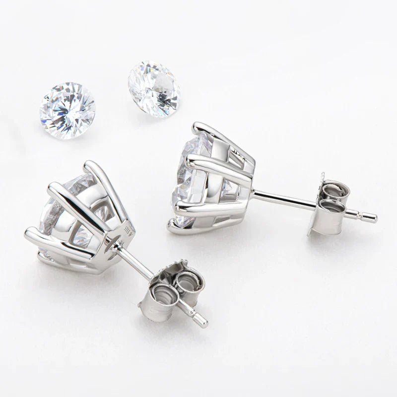 Real 0.5ct/1ct/2ct D Color Moissanite 925 Sterling Silver Gold Plated Stud Earrings For Women Wedding Fine Jewelry Gift