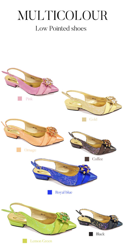 2025 New Summer Collection Stylish Italian Women’s Shoes and Bag Set Gold Colour Comfortable Low Heels With Rhinestone