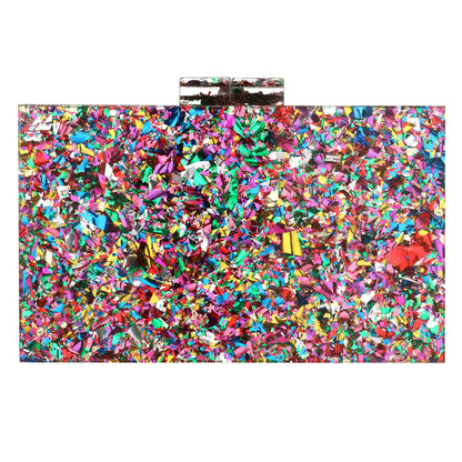 Women Handbags Evening Banquet Party Clutch Bag Rectangle Multicolor Geometric Trend Designed Acrylic Bags Chain Crossbody Bag