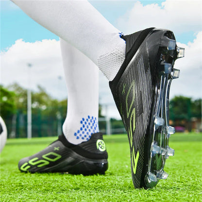 Without-lace F50+ Mens Soccer Shoes Boys Training Non-Slip Turf Soccer Cleats TF/FG Football Sneakers Chuteira Campo 35-45