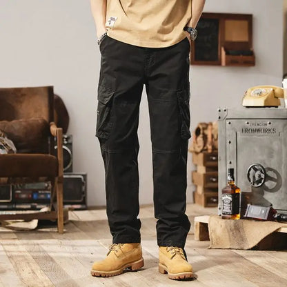 Men Fashion Military Cargo Pants Regualr Straight Fit Cotton Camouflage Green Black Grey Color Trousers W9202