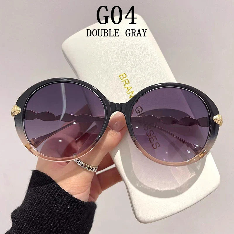 Round Sunglasses Women 2023 Oversized Luxury Fashion Glasses  Vintage Shades Retro Lunette De Soleil Femme Gafas De Sol Mujer