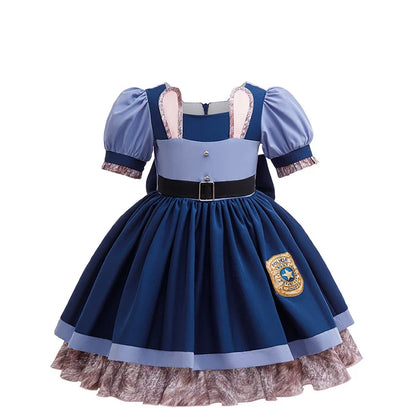 Girls Judy Bunny Police Officer Dress Disney Zootopia 2 Bunny Costume for Kids Cosplay Dress With Accessories Fancy Outfits