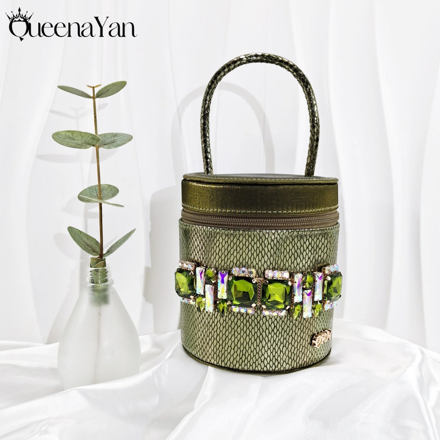 Nigerian-Inspired Rhinestone High Heels With Colourful Bucket Bag Fashionable Womens Footwear And Accessories Set