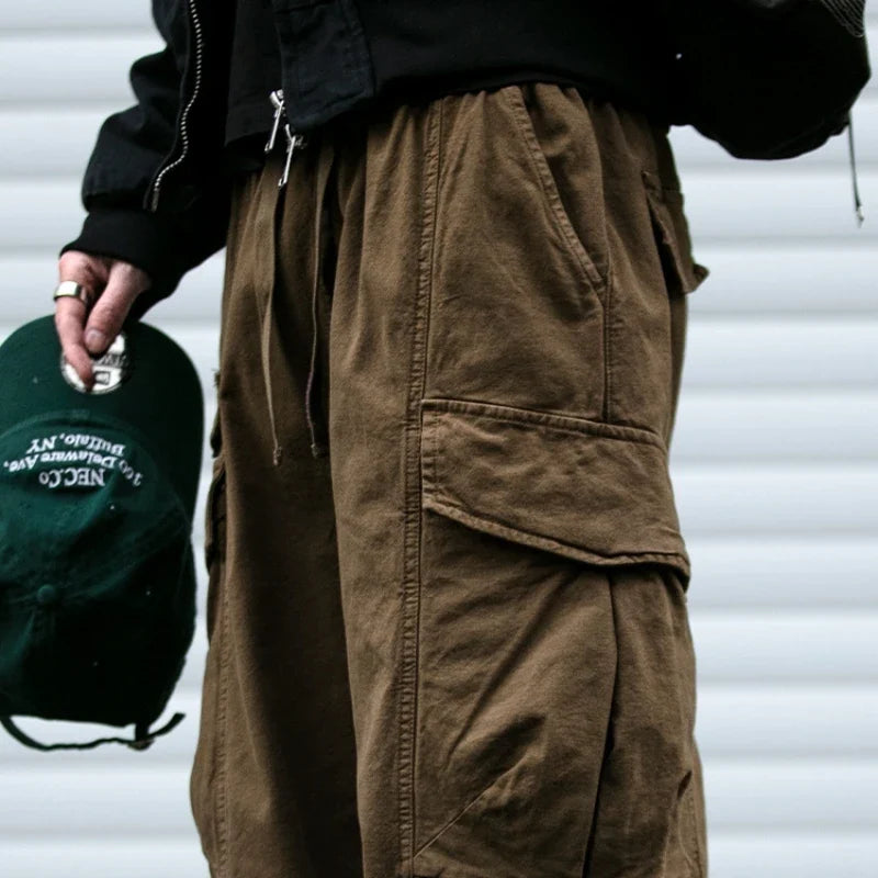 Oversized Cargo Pants For Men Multi Pocket Loose Fit Streetwear Casual American Style Korean Trendy Fashion Straight Leg Pants
