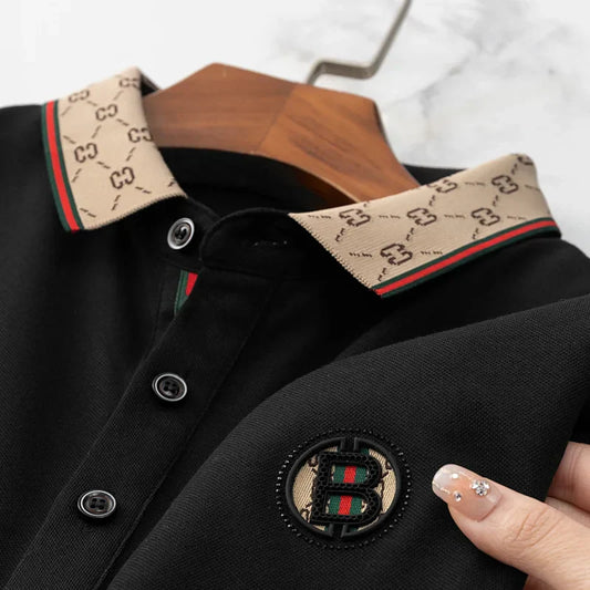2025 New Summer Men's Business Leisure High end Fashion Boutique Embroidery Original Design Top Short sleeved Polo Shirt