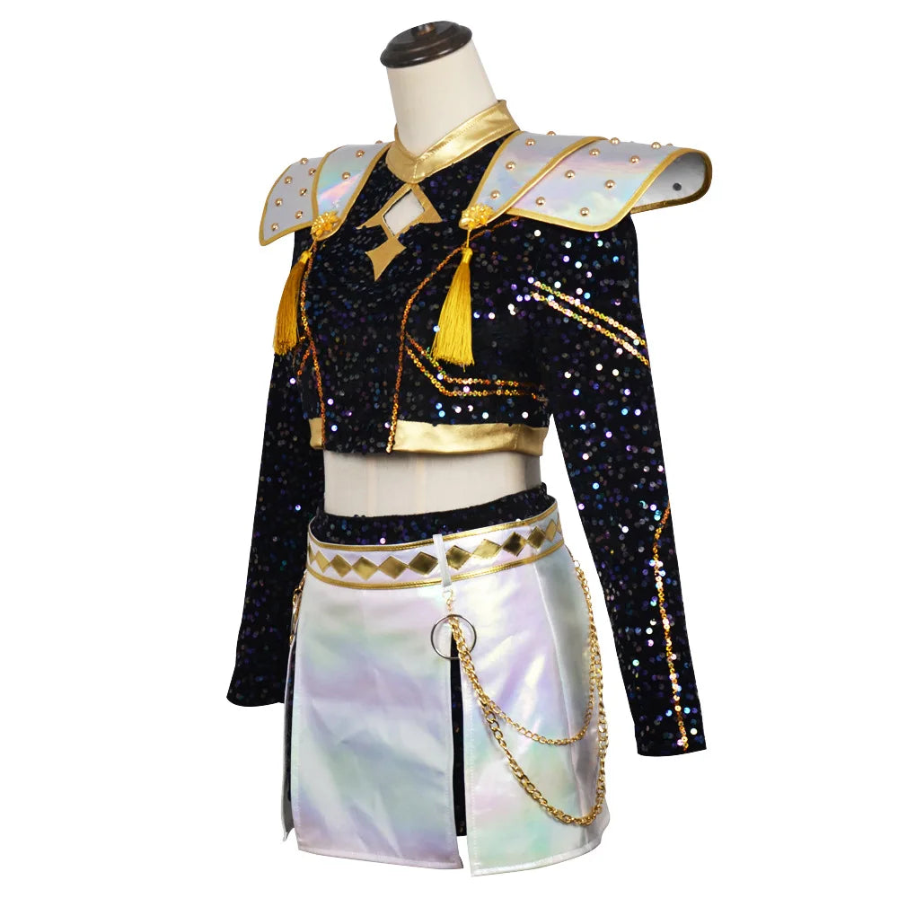 Hot Selling Korean Style Woman Suit Halloween Cosplay Hot Woman Show Costume Black Shiny Suit Halloween Birthday Party Costume