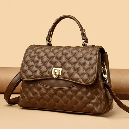New Women's Soft Leather Shoulder Bags Multi-Layer Pockets Messenger Crossbody Bags Luxury Designer Female Handbags and Purses
