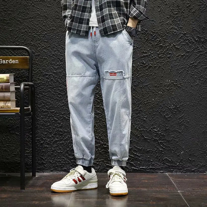 2026 New Hip Hop Harem Jeans Pants Men Loose Joggers Denim Casual Sweatpants Korea Ankle Length Trousers Streetwear Male Clothes