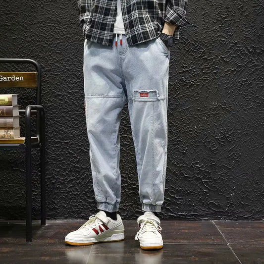 2026 New Hip Hop Harem Jeans Pants Men Loose Joggers Denim Casual Sweatpants Korea Ankle Length Trousers Streetwear Male Clothes