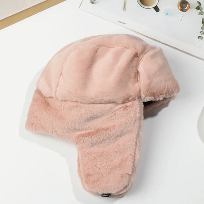Women Men Thick Plush Windproof Winter Hat Russian Ushanka Snow Caps Bomber Hat
