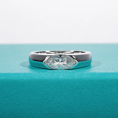 1ct Marquise Cut D Color Moissanite Diamond Engagement Men Ring Silver Wedding Ring For Women Customized Jewelry