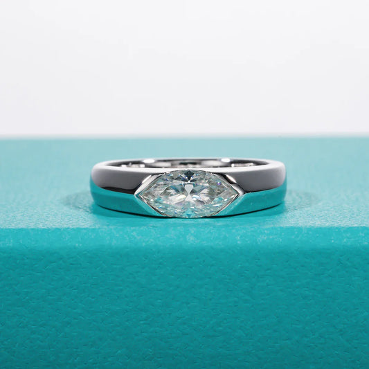 1ct Marquise Cut D Color Moissanite Diamond Engagement Men Ring Silver Wedding Ring For Women Customized Jewelry