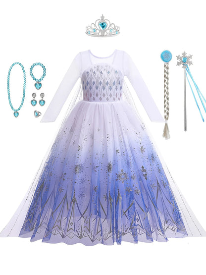 Elsa Anna Kid Princess Girls Dress Rapunzal Kids Cosplay Halloween Vestidos Children Costume Birthday Party Dress