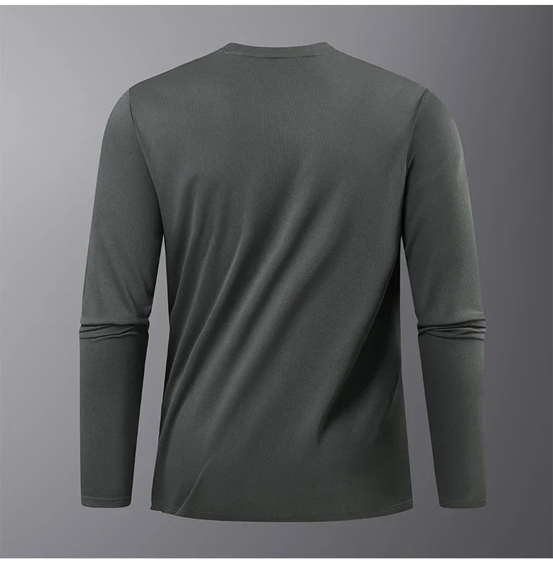 Men's Summer Long Sleeve Tops Outdoor Elastic Quick-Drying Breathable Cool Sweatshirt Men Jogging Reflective Strip Sweatshirt